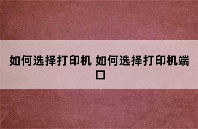 如何选择打印机 如何选择打印机端口